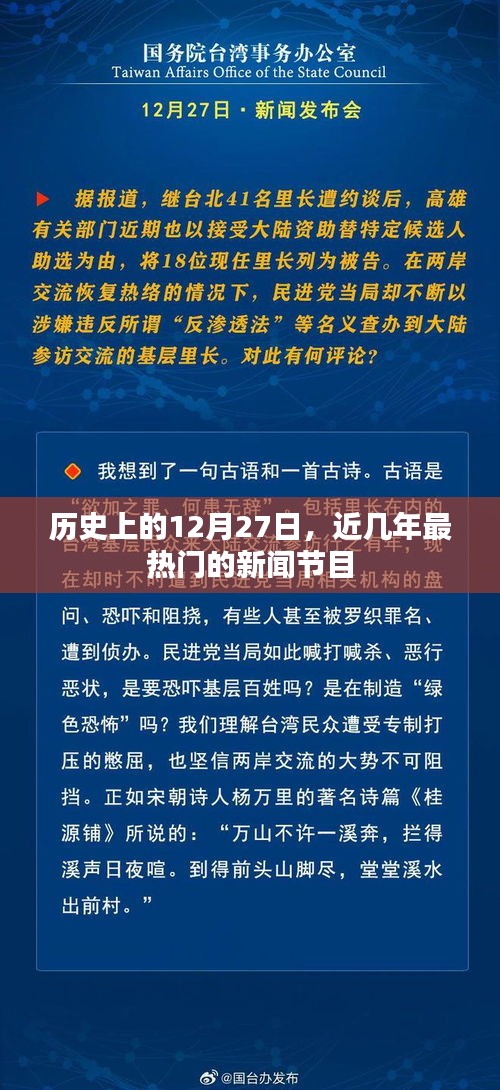历年12月27日热门新闻节目回顾