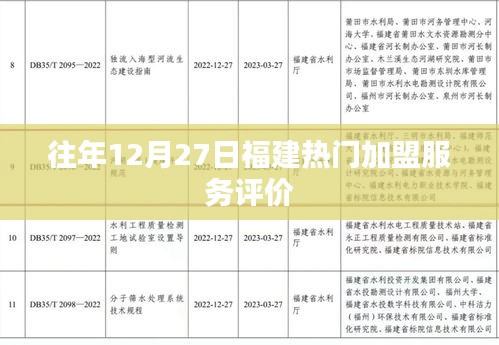 福建加盟服务评价，历年12月27日热门加盟品牌推荐