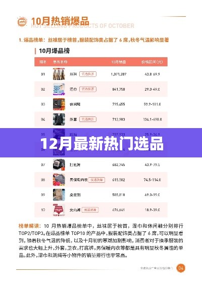最新热门选品榜单（12月更新）