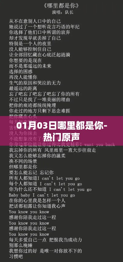 热门原声，01月03日哪里都是你