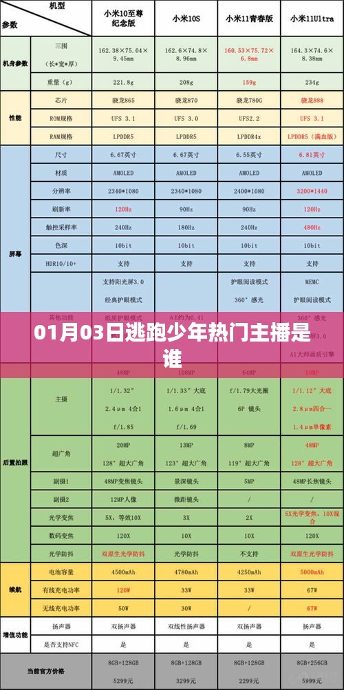 逃跑少年热门主播揭秘，01月03日谁领风骚？