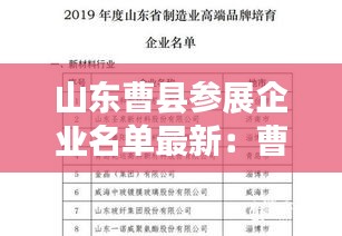 山东曹县参展企业名单最新：曹县企业名录 