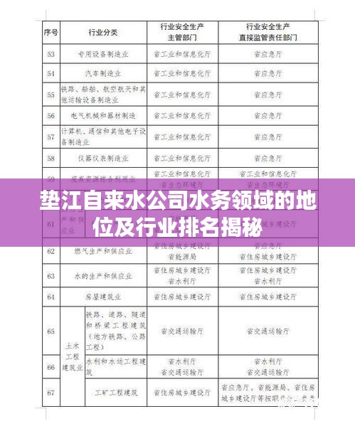 垫江自来水公司水务领域的地位及行业排名揭秘