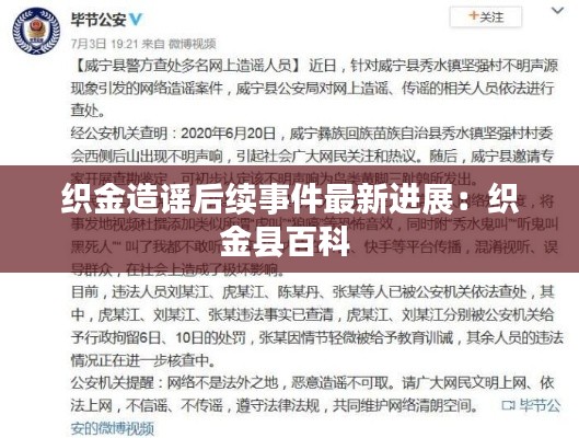织金造谣后续事件最新进展：织金县百科 