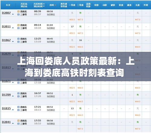 上海回娄底人员政策最新：上海到娄底高铁时刻表查询 