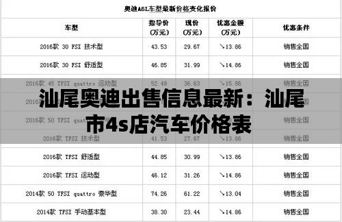 汕尾奥迪出售信息最新：汕尾市4s店汽车价格表 