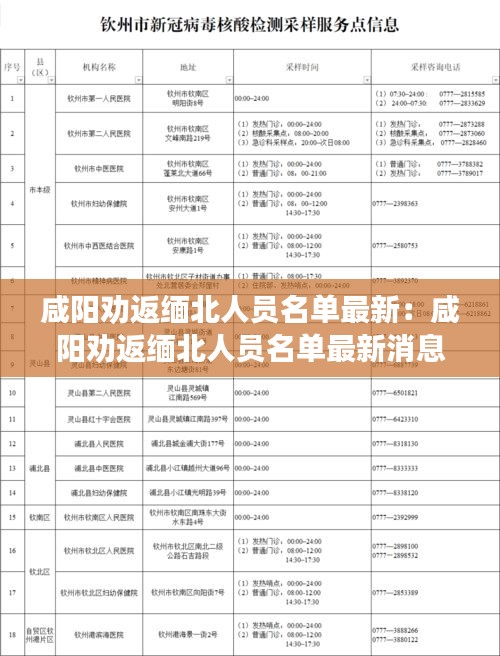 咸阳劝返缅北人员名单最新：咸阳劝返缅北人员名单最新消息查询 