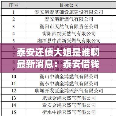 泰安还债大姐是谁啊最新消息：泰安借钱 