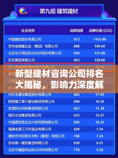新型建材咨询公司排名大揭秘，影响力深度解析