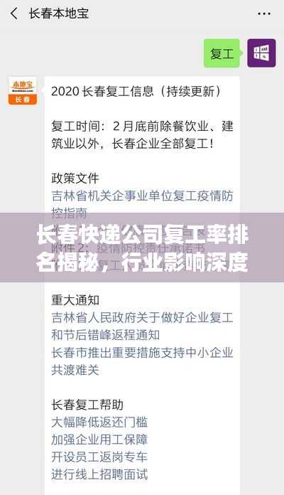 长春快递公司复工率排名揭秘，行业影响深度解析