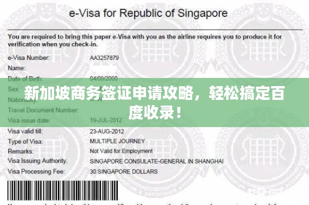 新加坡商务签证申请攻略，轻松搞定百度收录！