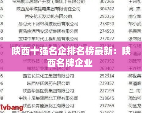 陕西十强名企排名榜最新：陕西名牌企业 
