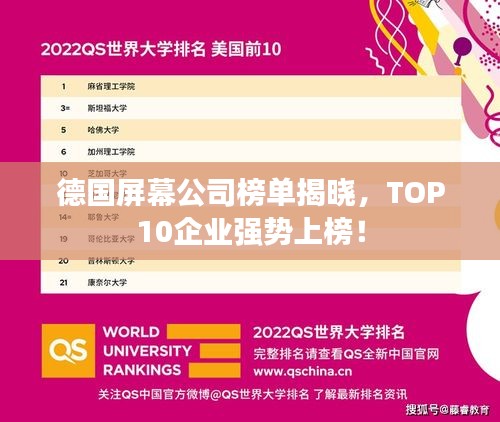 德国屏幕公司榜单揭晓，TOP10企业强势上榜！