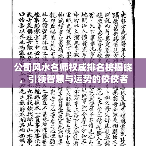 公司风水名师权威排名榜揭晓，引领智慧与运势的佼佼者