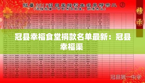 冠县幸福食堂捐款名单最新：冠县幸福渠 