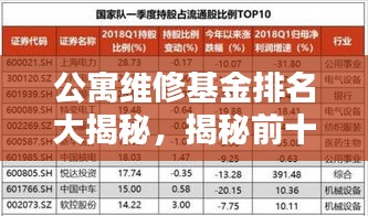 公寓维修基金排名大揭秘，揭秘前十名，谁居榜首？