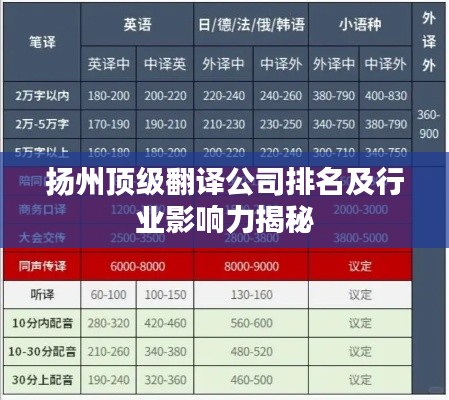 扬州顶级翻译公司排名及行业影响力揭秘