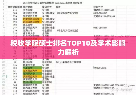税收学院硕士排名TOP10及学术影响力解析