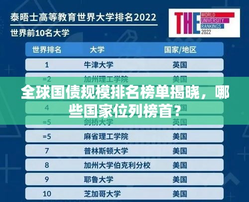 全球国债规模排名榜单揭晓，哪些国家位列榜首？