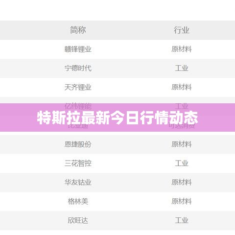 特斯拉最新今日行情动态