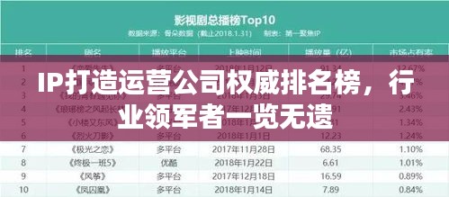 IP打造运营公司权威排名榜，行业领军者一览无遗