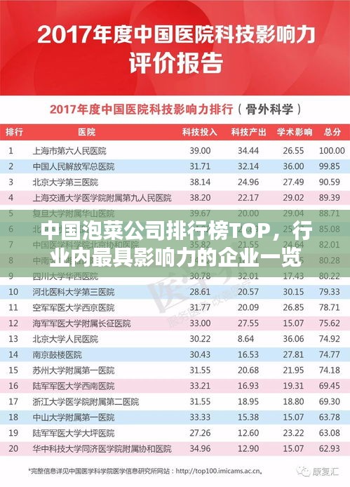中国泡菜公司排行榜TOP，行业内最具影响力的企业一览