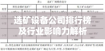 选矿设备公司排行榜及行业影响力解析