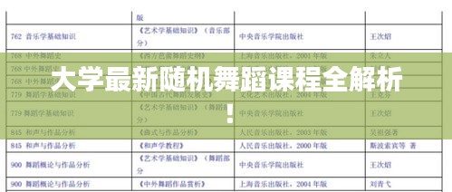 大学最新随机舞蹈课程全解析！