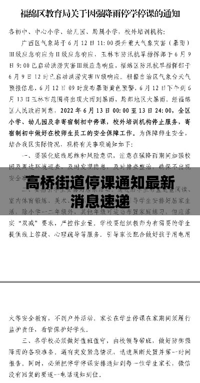 高桥街道停课通知最新消息速递