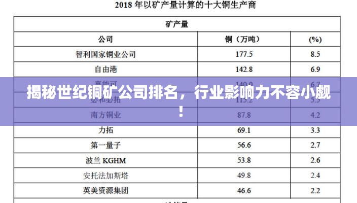 揭秘世纪铜矿公司排名，行业影响力不容小觑！