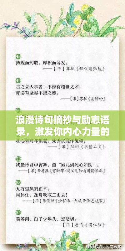 浪漫诗句摘抄与励志语录，激发你内心力量的诗意与决心