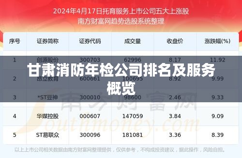 甘肃消防年检公司排名及服务概览