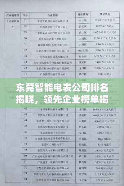东莞智能电表公司排名揭晓，领先企业榜单揭秘！