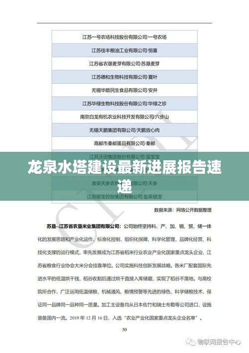 龙泉水塔建设最新进展报告速递