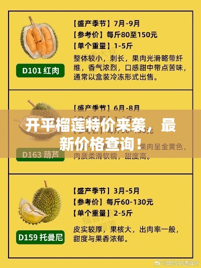 开平榴莲特价来袭，最新价格查询！
