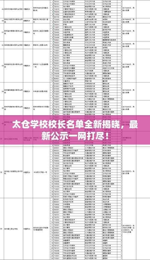 太仓学校校长名单全新揭晓，最新公示一网打尽！