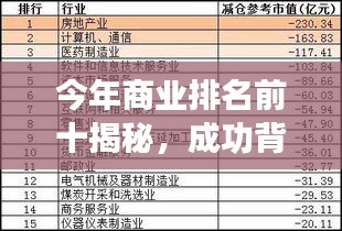 今年商业排名前十揭秘，成功背后的秘密与故事