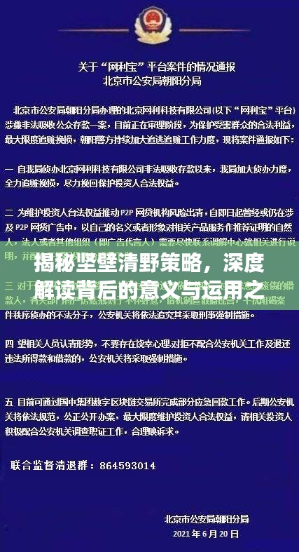 揭秘坚壁清野策略，深度解读背后的意义与运用之道，百度权威解读！