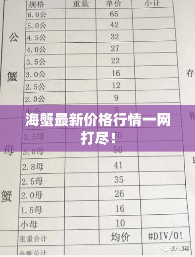 海蟹最新价格行情一网打尽！