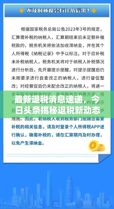 最新退税消息速递，今日头条揭秘退税新动态