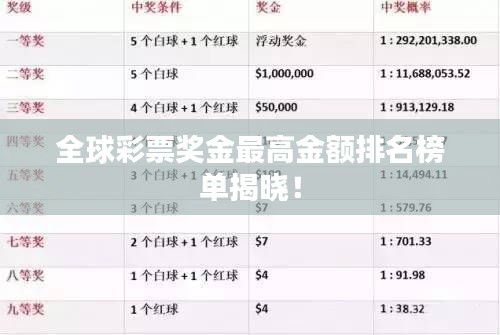 全球彩票奖金最高金额排名榜单揭晓！