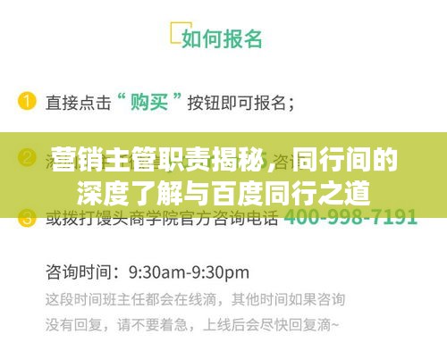 营销主管职责揭秘，同行间的深度了解与百度同行之道