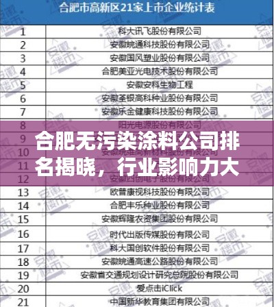 合肥无污染涂料公司排名揭晓，行业影响力大揭秘！