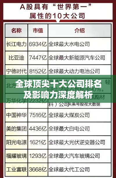 全球顶尖十大公司排名及影响力深度解析