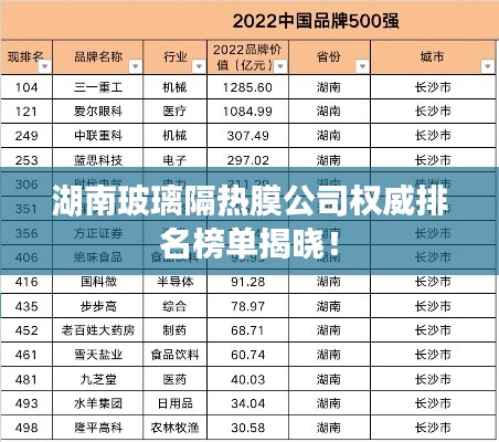 湖南玻璃隔热膜公司权威排名榜单揭晓！