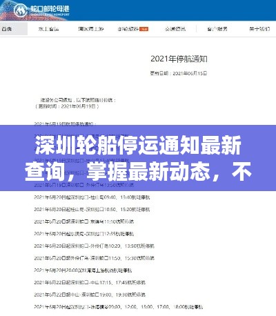 深圳轮船停运通知最新查询，掌握最新动态，不容错过！