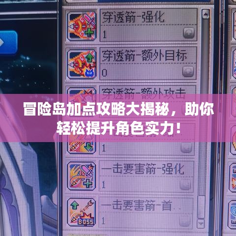 冒险岛加点攻略大揭秘，助你轻松提升角色实力！