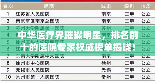 中华医疗界璀璨明星，排名前十的医院专家权威榜单揭晓！