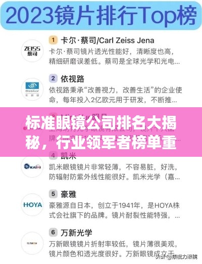 标准眼镜公司排名大揭秘，行业领军者榜单重磅出炉！
