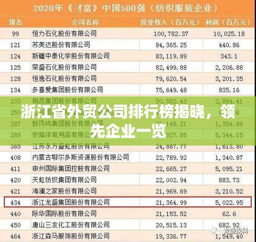 浙江省外贸公司排行榜揭晓，领先企业一览